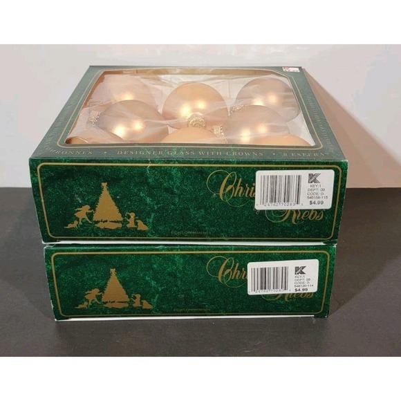 Vintage Kmart 16 Glass Gold Frosted Ornaments 2 1/4" USA Made - Picture 4 of 4